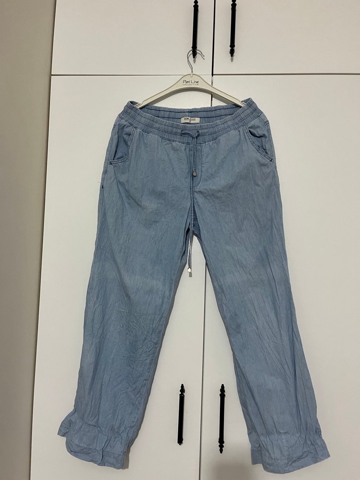 Düğmeli Mavi Kadın Kot pantolon - Görsel 2