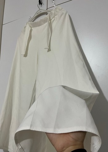 Beyaz Midi Kadın Keten pantolon - Görsel 8