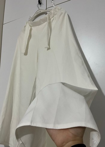 Beyaz Midi Kadın Keten pantolon - Görsel 5