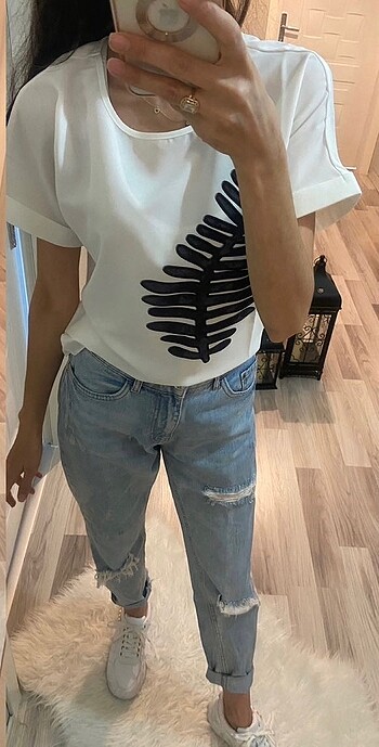 Yaprak baskılı bluz
