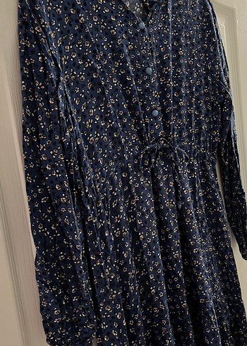 Düğmeli Lacivert Uzun Elbise - Görsel 2