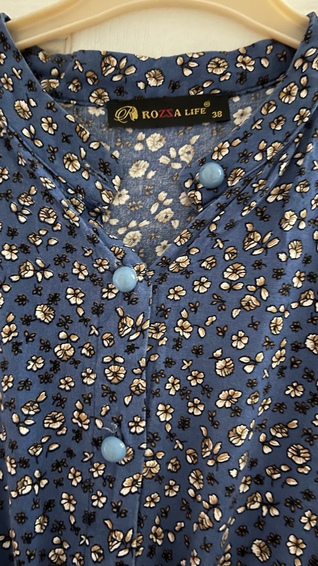 Düğmeli Lacivert Uzun Elbise - Görsel 3