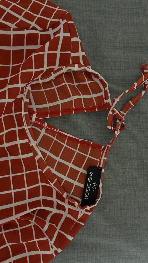 Kremit Ekose Desenli Uzun Elbise - Görsel 4