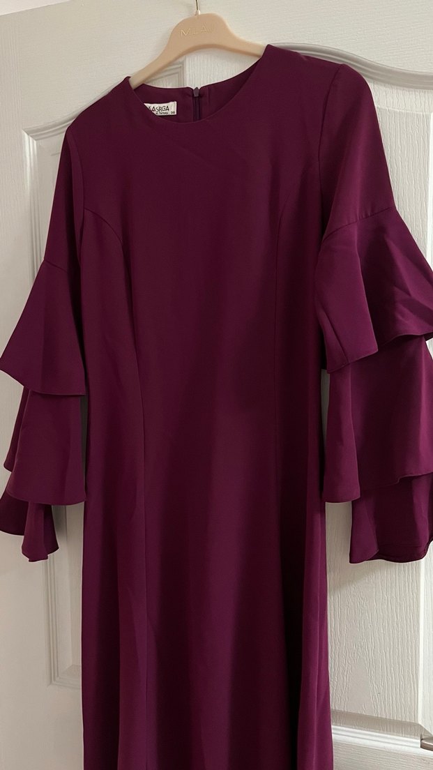 Mürdüm tonunda tesettürlü abiye - Görsel 2