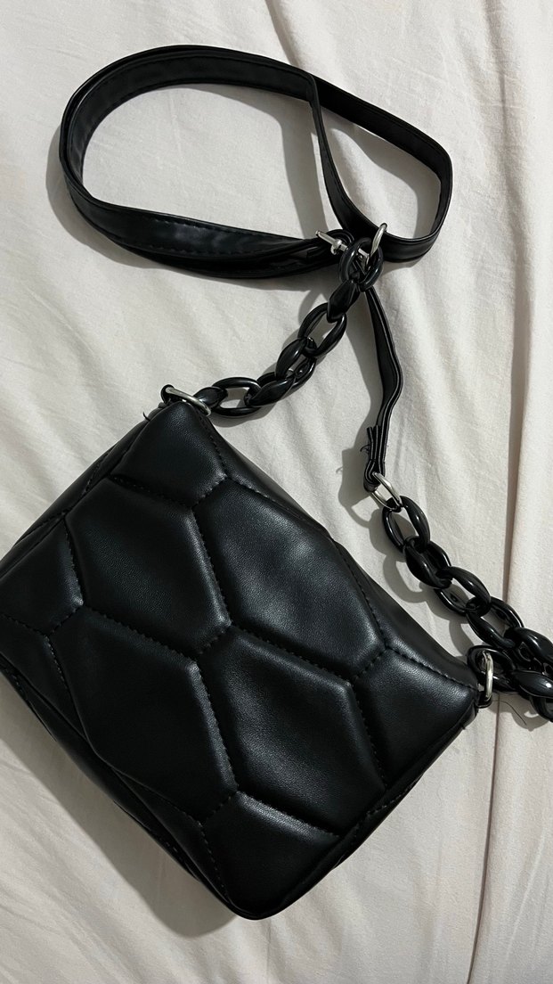 Siyah Deri Zincir Askılı Kadın Çanta - Görsel 3