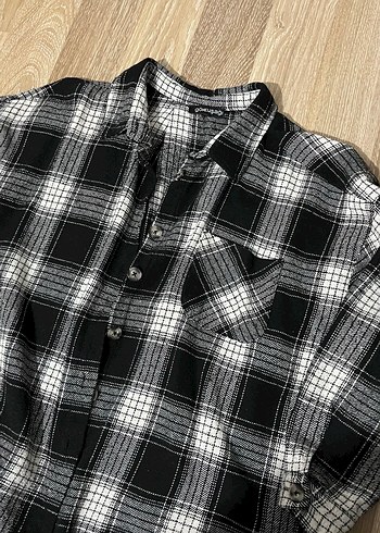 Gri Kareli Kadın Gömlek - Görsel 2