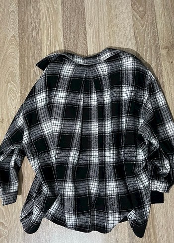 Gri Kareli Kadın Gömlek - Görsel 3