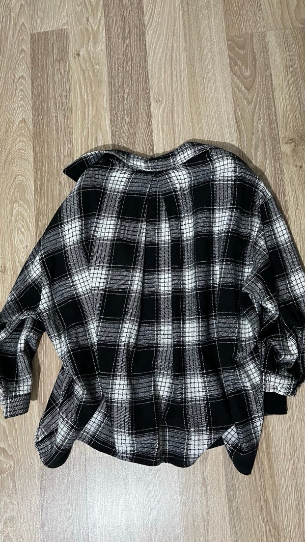 Gri Kareli Kadın Gömlek - Görsel 3