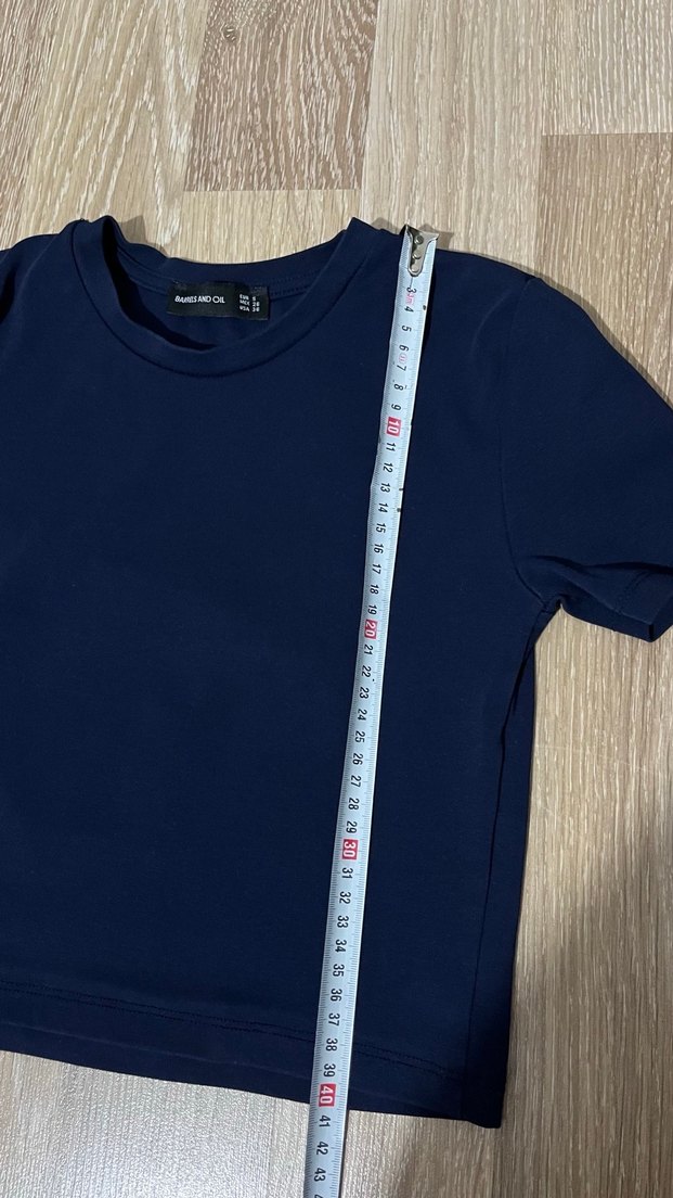 Lacivert Kısa Kollu Crop - Görsel 2