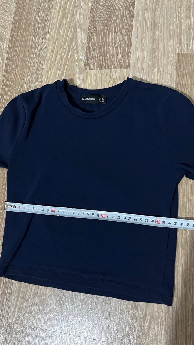 Lacivert Kısa Kollu Crop - Görsel 3