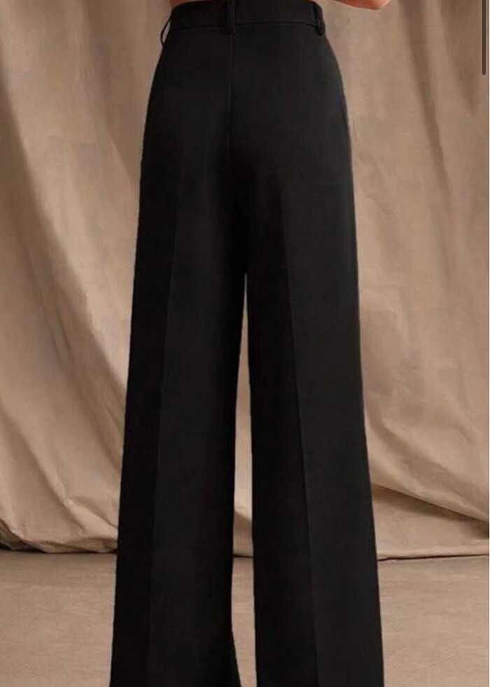 SİYAH PALAZZO KUMAŞ PANTOLON - Görsel 4