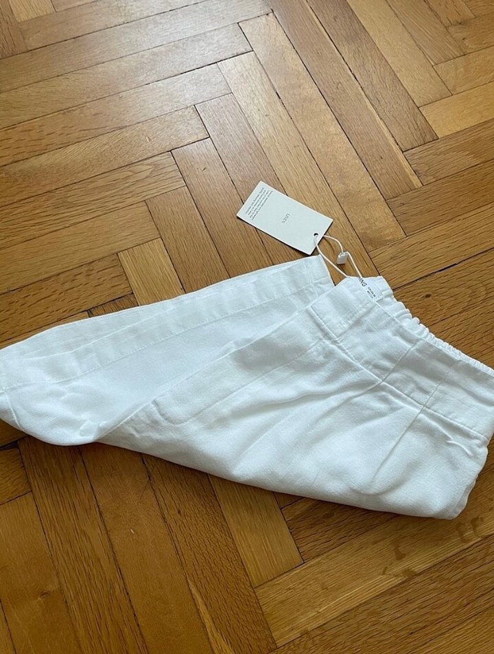 Beyaz Mini Keten Şort Mango - Görsel 2