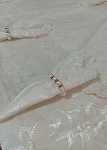 kenar dantellı desenlı Beyaz masa Örtüsü - Görsel 2