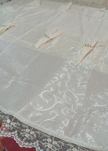 kenar dantellı desenlı Beyaz masa Örtüsü - Görsel 4