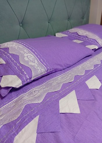 Mor Nakışlı yatak Örtüsü - Görsel 5