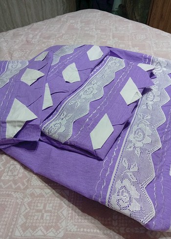 Mor Nakışlı yatak Örtüsü - Görsel 14