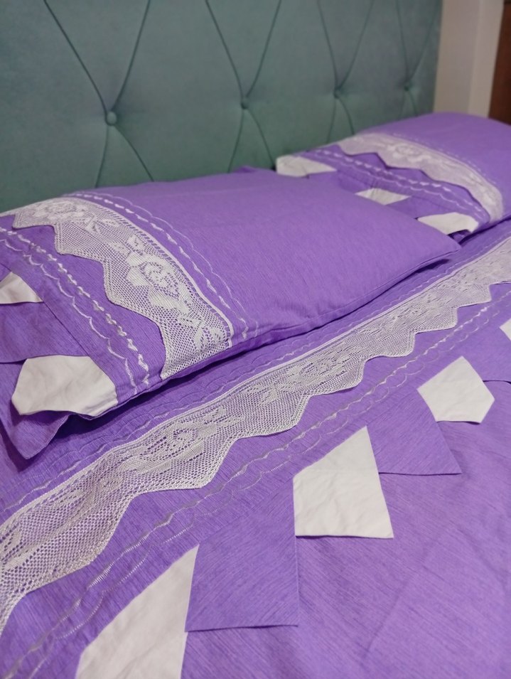 Mor Nakışlı yatak Örtüsü - Görsel 5