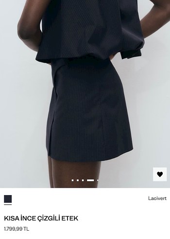 Mango Lacivert İnce Çizgili Mini Etek - Görsel 2