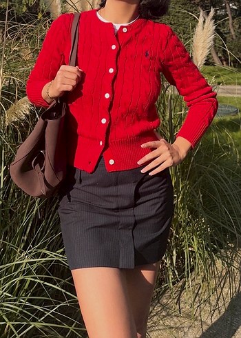 Mango Lacivert İnce Çizgili Mini Etek - Görsel 5