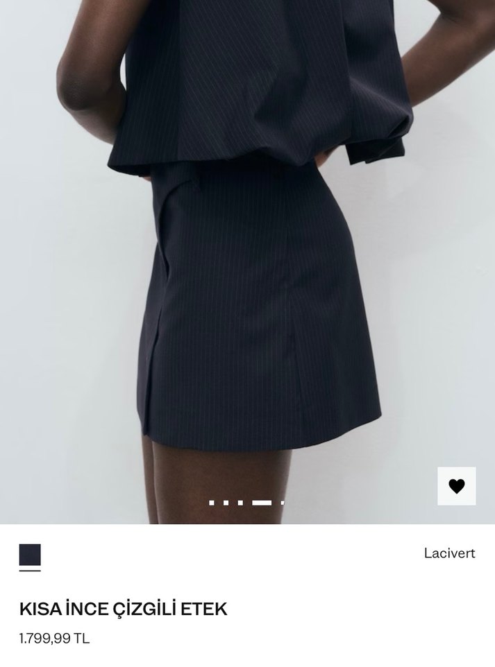 Mango Lacivert İnce Çizgili Mini Etek - Görsel 2