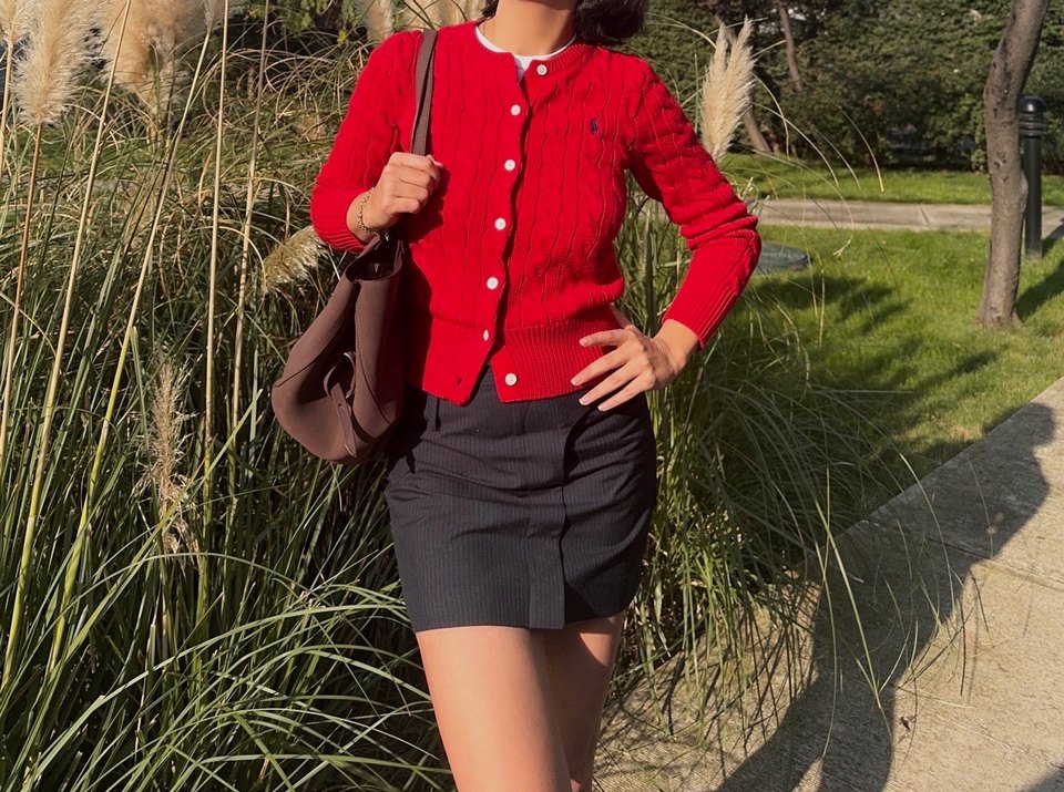 Mango Lacivert İnce Çizgili Mini Etek - Görsel 5