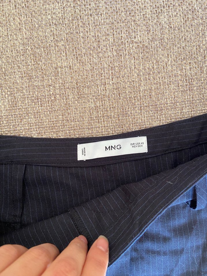 Mango Lacivert İnce Çizgili Mini Etek - Görsel 4