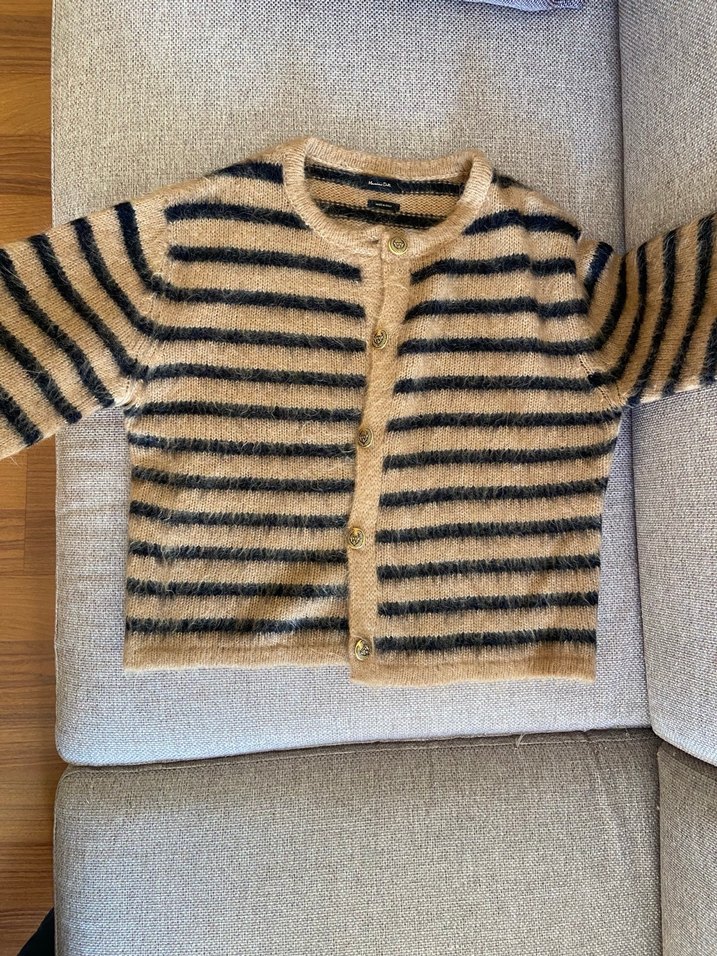 Massimo dutti çizgili altın düğmeli hırka - Görsel 2