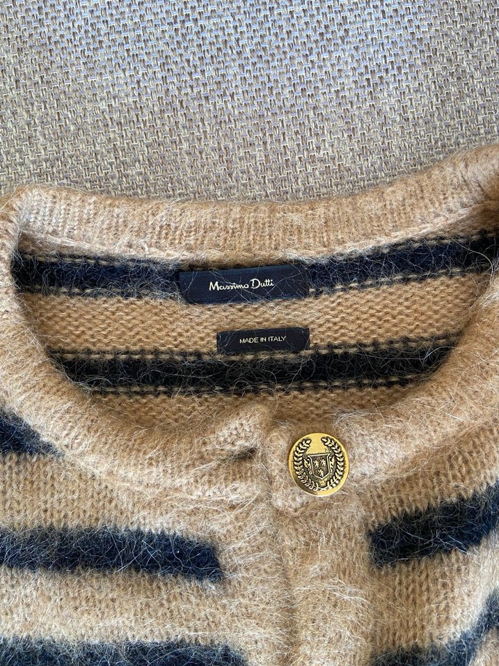 Massimo dutti çizgili altın düğmeli hırka - Görsel 3