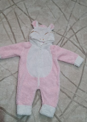 Pembe Kürklü Bebek Kız Tulumu Kapüşonlu - Görsel 4