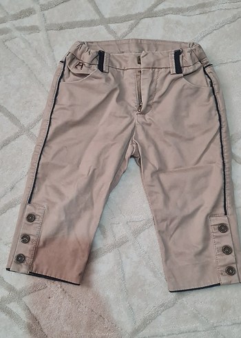 Erkek Çocuk Bej Düğmeli Denim Pantolon