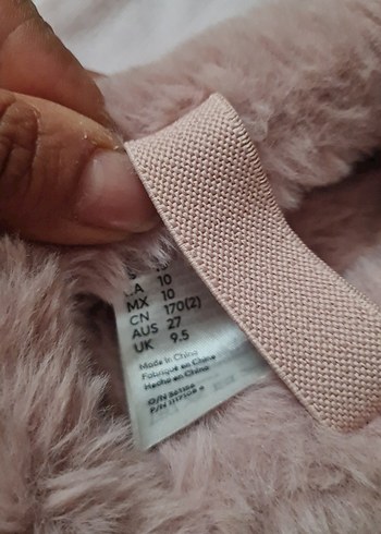 HM Kız Çocuk Pembe Peluş Ev Terliği - Görsel 4