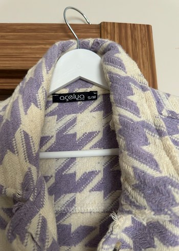 Düğmeli Mor Desenli Kadın Gömlek - Görsel 2