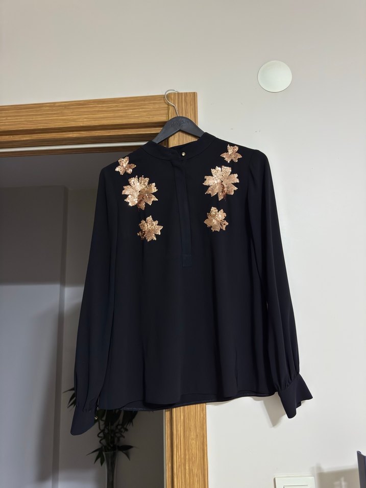 Siyah İşlemeli Uzun Kollu Gömlek - Görsel 2