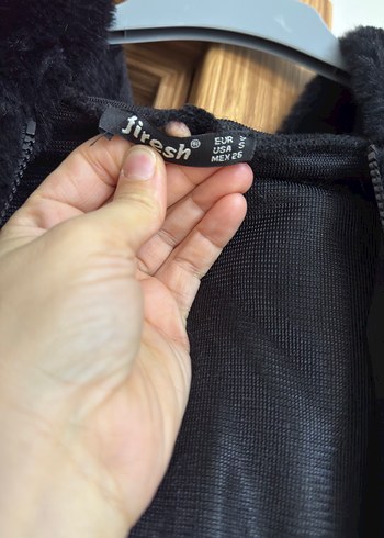 Kürklü Siyah Deri Kapüşonlu Kadın Ceket - Görsel 5