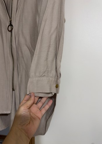 Bej Uzun Kollu Keten Gömlek - Görsel 3