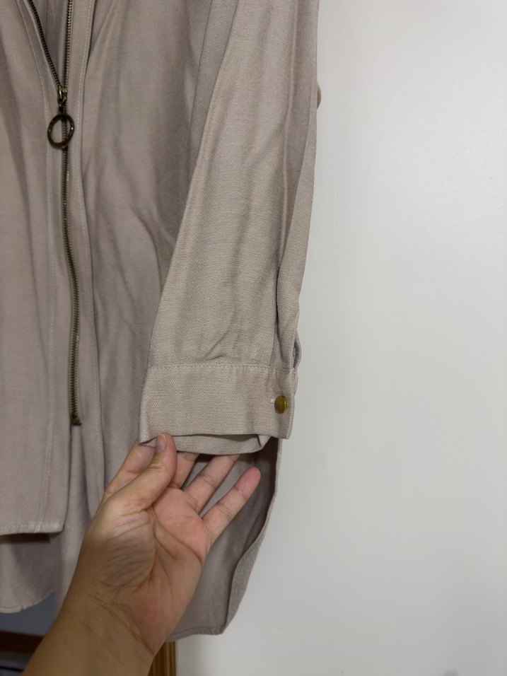 Bej Uzun Kollu Keten Gömlek - Görsel 3