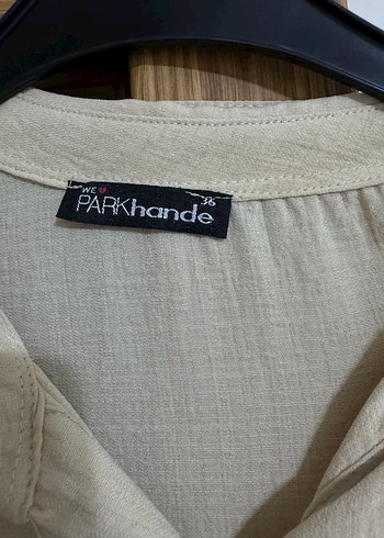 Bej Kadın Keten Uzun Kollu Gömlek - Görsel 2