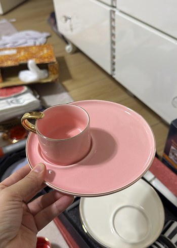 Renkli Altın Kulplu Kahve Fincanları Seti - Görsel 2