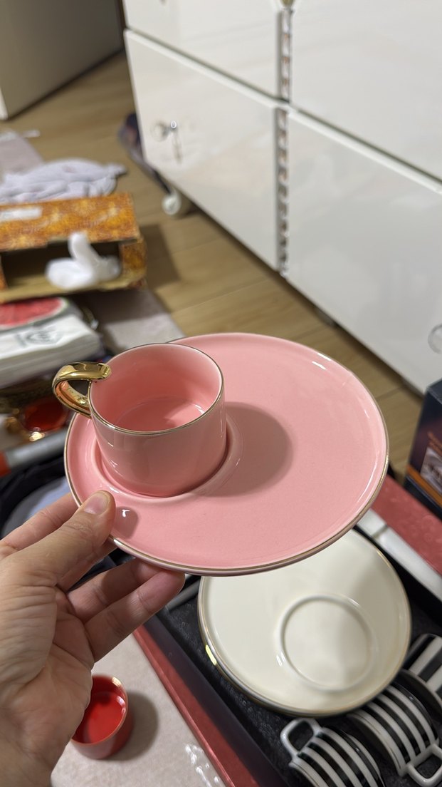 Renkli Altın Kulplu Kahve Fincanları Seti - Görsel 2