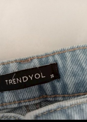 Diğer Beyaz Mavi Pilili Bağlamalı Denim Pantolon