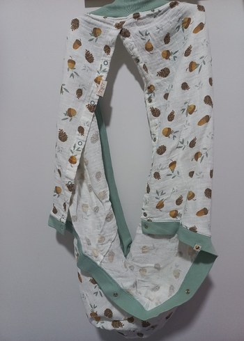 Bej Pastel Desenli Bebek puset örtüsü çıtçıtlı - Görsel 2