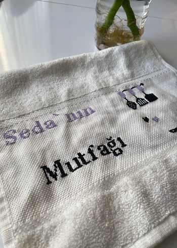 Etamin Beyaz Mutfak Havlusu el emeği - Görsel 3