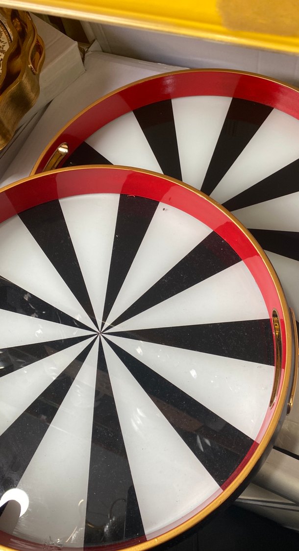 Soyut Desenli Çok Renkli Yuvarlak tepsi - Görsel 2