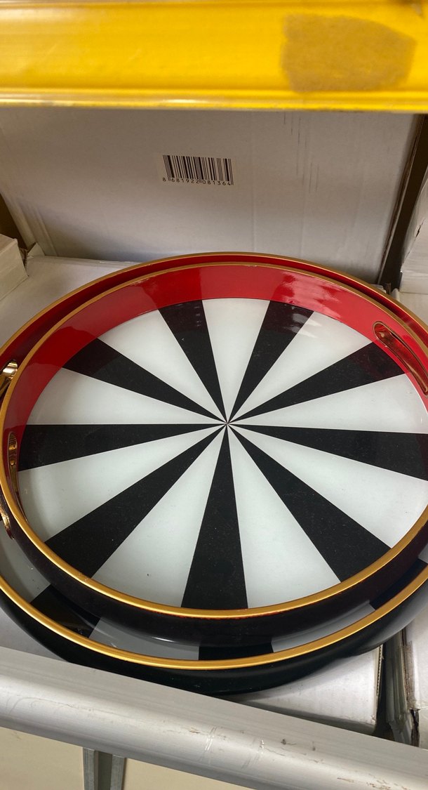 Soyut Desenli Çok Renkli Yuvarlak tepsi - Görsel 4