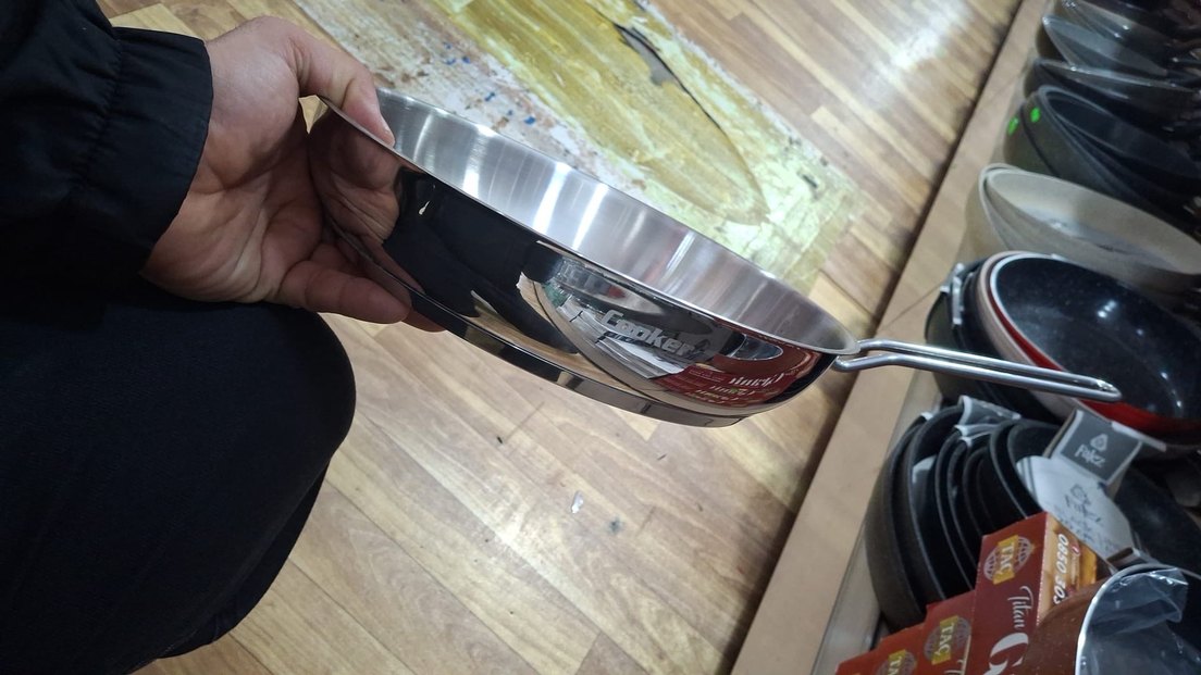 LARA 28 cm Gri Çelik Tava - Görsel 3