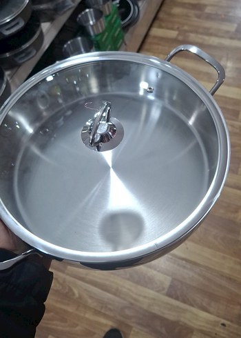 Parlak Gri Paslanmaz Çelik Tencere - Görsel 2