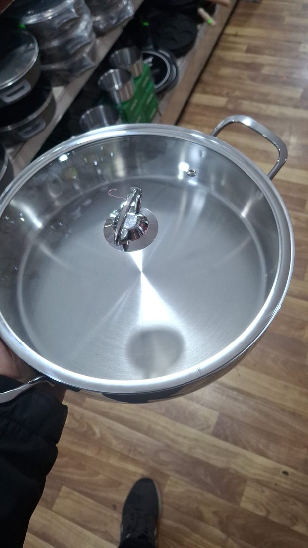 Parlak Gri Paslanmaz Çelik Tencere - Görsel 2