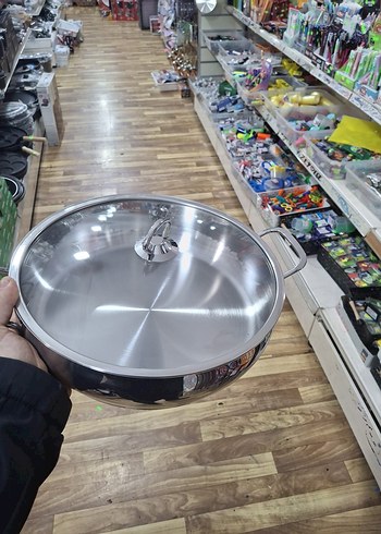 Parlak Gri Paslanmaz Çelik Tencere 7 kg - Görsel 3