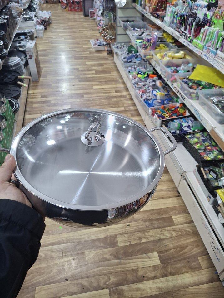 Parlak Gri Paslanmaz Çelik Tencere 7 kg - Görsel 3