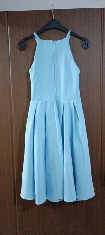 Bebe mavisi halter yaka midi elbise  - Görsel 2